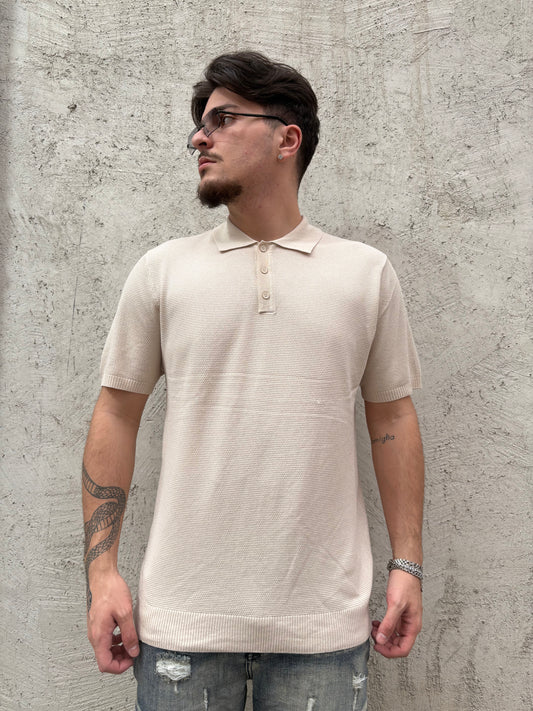 polo in filo beige - RowedStore