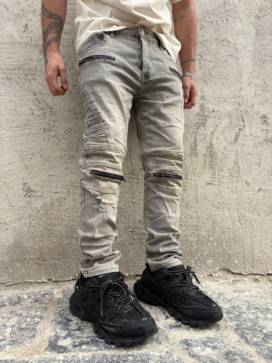 Jeans biker sand - RowedStore