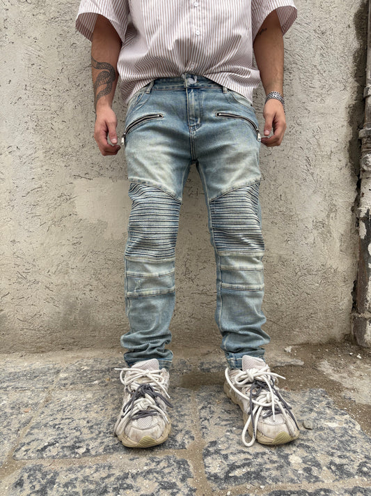 Jeans biker sand - RowedStore