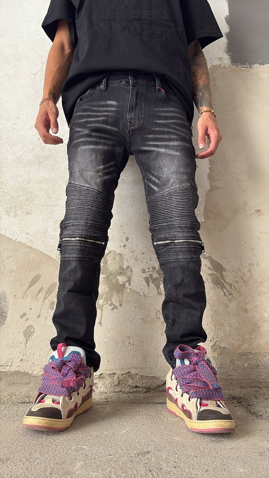 Jeans biker zip